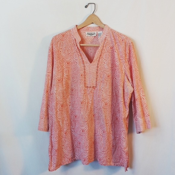 New Directions Tunic Orange White Rhinestones 1X Women - Picture 2 of 3
